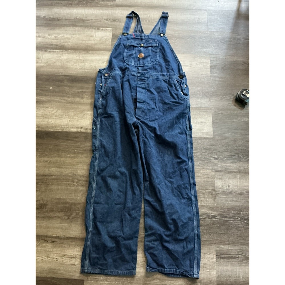Red Kap Bib-Overalls Denim Men's 46x30 Blue Farm Ranch Work Carpenter Jeans